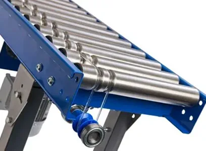 Blue frame roller conveyor